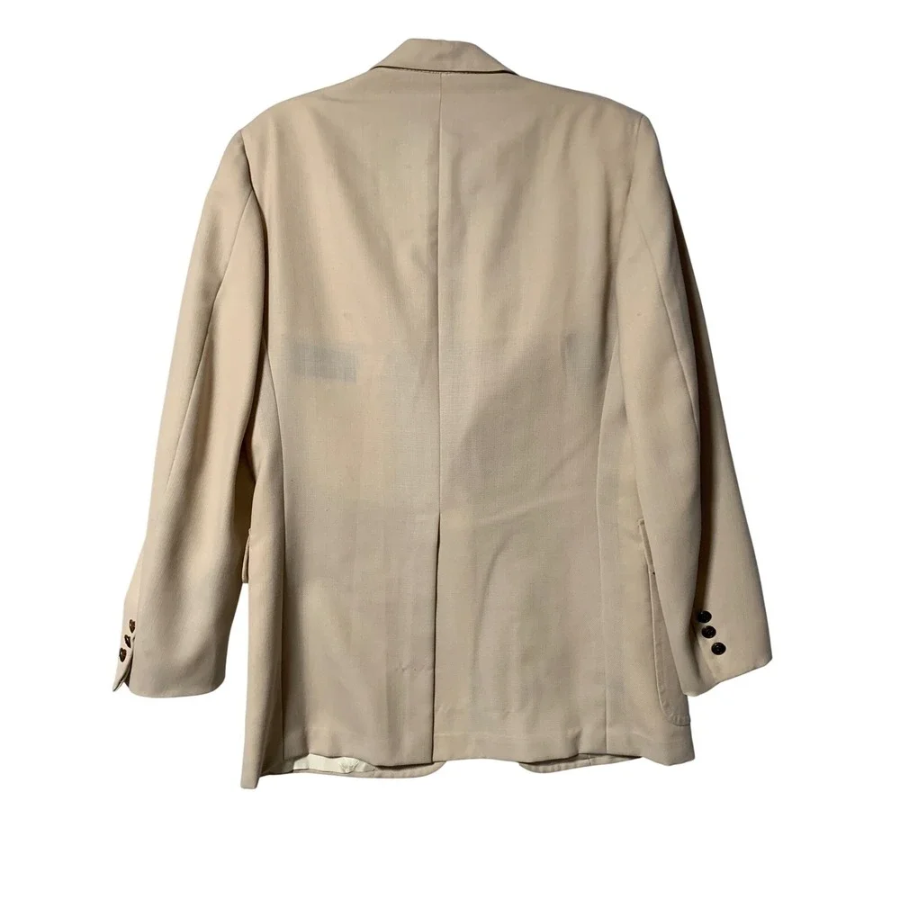Jack Nicklaus Hart Schaffner Marx Mens Hopsack Blazer 42 R Beige Sport Coat Flaw